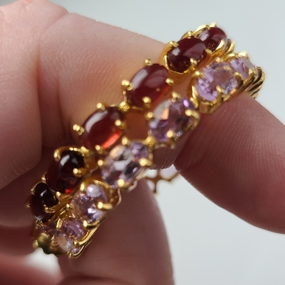 Bounkit Magaly Hoop Earrings, Amethyst | Garnet | Goldtone, NWT - Picture 14 of 15